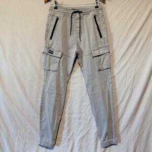 Hollister Men Skinny Jogger Cargo Pants Light Gray Advanced Stretch Size S